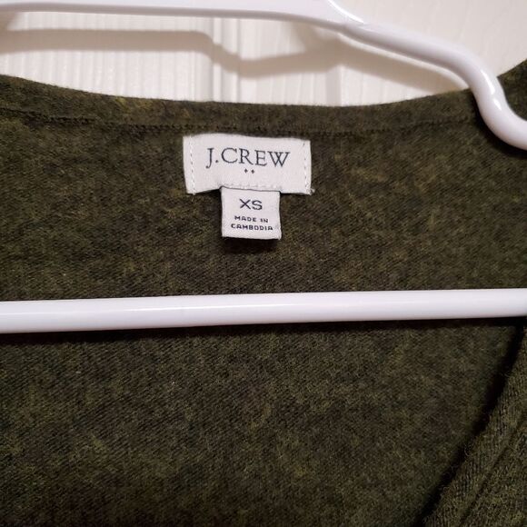 J crew factory sweater womens size xs green vneck wool blend essential fall - Picture 4 of 9